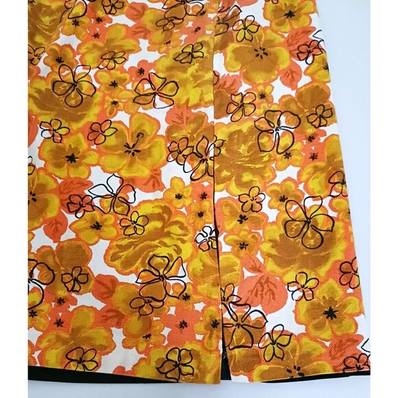 Vtg Hawaiian Barkcloth Handmade Midi Coat Gold Coral Floral Elbow  Sleeve Sz M - Picture 12 of 16